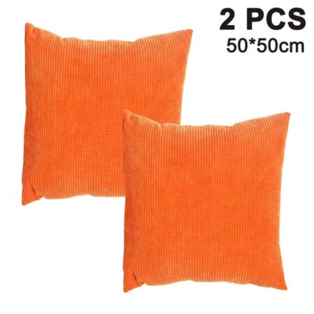 2-pak manchester Mjuk dekorativ firkantet cover Pudebetræk (orange, 50x50 cm)