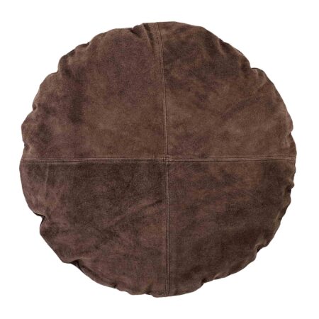 BLOOMINGVILLE pude - brun ruskind, rund (Ø45)