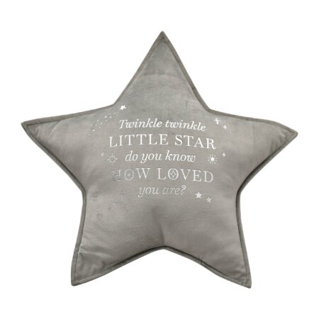 Bambino Twinkle Star Velvet Cushion Grey