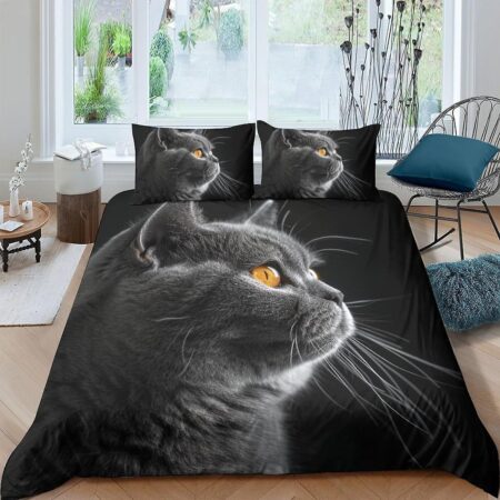 British Shorthair Quilt Cover dynebetræk til teenagere og voksne 3D-print søde dyr dynebetræk med pudebetræk blødt mikrofiber sengetøjssæt wi Doubl...