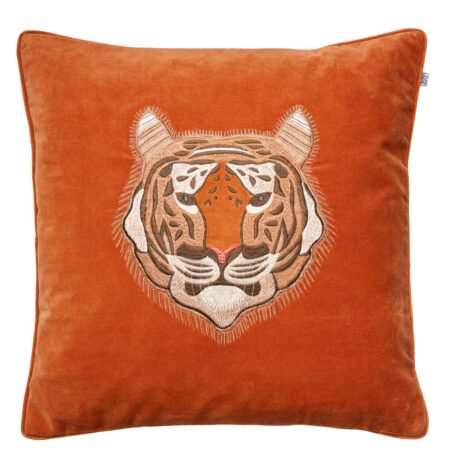 Chhatwal & Jonsson Broderet tiger – pudebetræk 50 x 50 cm Orange