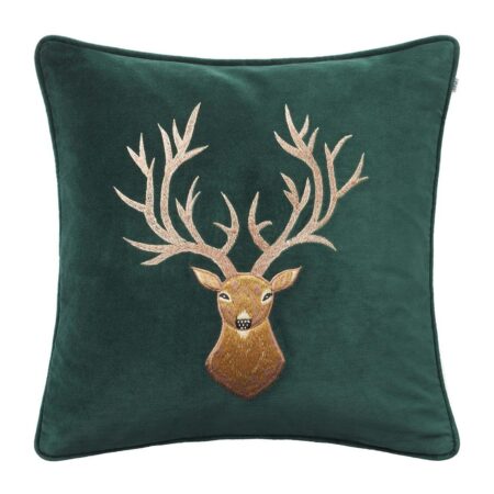 Chhatwal & Jonsson Embroidered Reindeer pudebetræk 50x50 cm Green