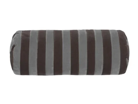 Christina Lundsteen, Stripe bolster pude, steel grey/chocolate,ø14x40 cm