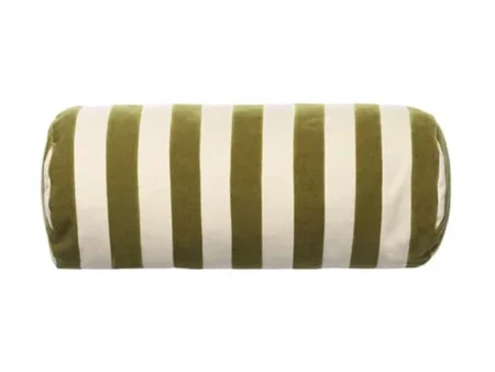 Christina Lundsteen, Stripe bolster pude, willow/dusty white,ø14x40 cm