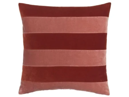 Christina Lundsteen, Stripe velvet pude, dark red/blush, 55x55 cm