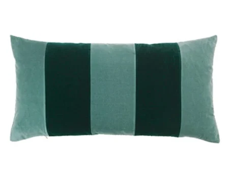 Christina Lundsteen, Stripe velvet pude, pale blue/emerald, 40x80 cm