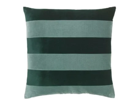 Christina Lundsteen, Stripe velvet pude, pale blue/emerald, 55x55 cm