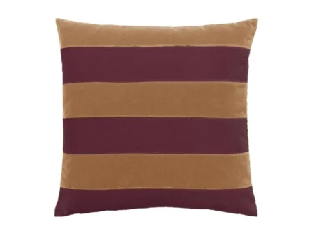 Christina Lundsteen, Stripe velvet pude, prune/camel, 55x55 cm