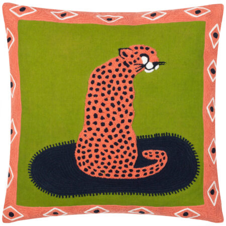 Coral Cheetah Cushion Coral, Coral / 45 x 45cm / Cover Only
