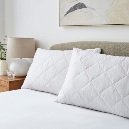 Cotton Blend Anti Allergy Pillow Protector Pair White