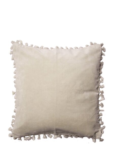 Cushion Cover Velvet Cotton W Fringe C'est Bon Cream