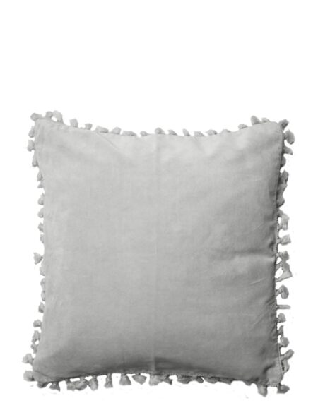 Cushion Cover Velvet Cotton W Fringe C'est Bon Grey