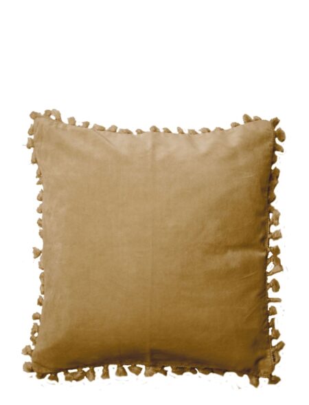 Cushion Cover Velvet Cotton W Fringe C'est Bon Yellow