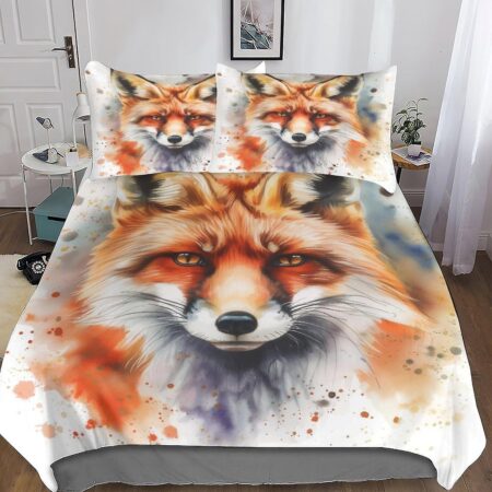 DSJackson Colorful Fox 3D Print Quilt Cover 3 stk Animal dynebetræk sengetøj sæt med mikrofiber med skjult lynlåslukning med pudebetræk til Bo Sing...