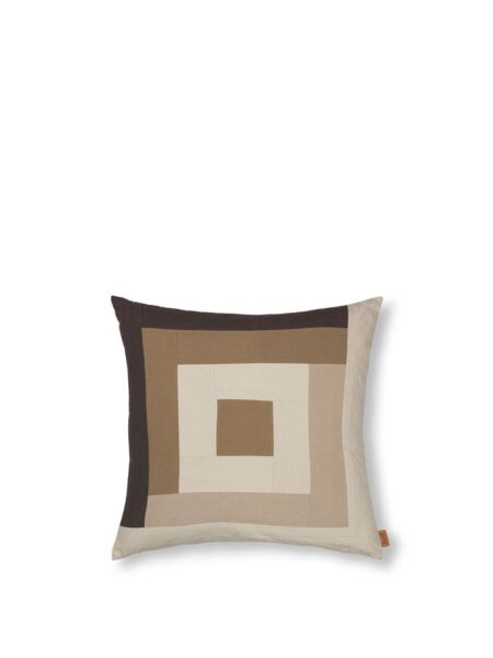 Ferm Living Border Patchwork Cushion Cover 50x50 cm - Coffee/Dark Sand