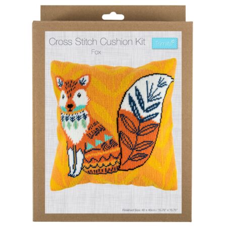 Fox Half Stitch Cushion Kit Orange/Green/White