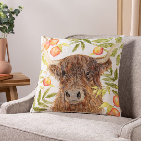Grove Highland Cow Cushion Natural, Natural / 43 x 43cm / Cover Only