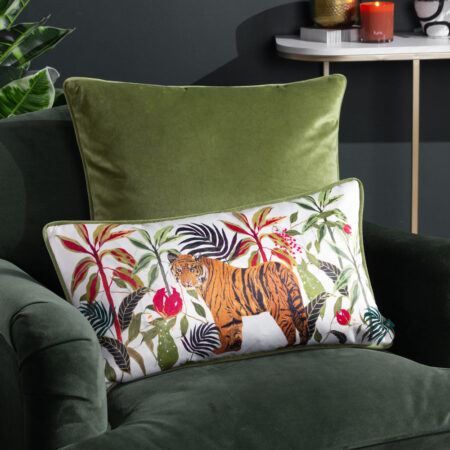 Kali Jungle Tiger Cushion Ivory, Ivory / 30 x 50cm / Cover Only