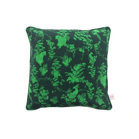 Klements - Silk Cushion Garden Puppets Emerald Print