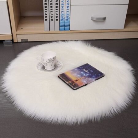 Lammeskindstæppe Fluffy Soft Plush Cover Stolpude Sofapude (Hvid, 45 X 45 cm)