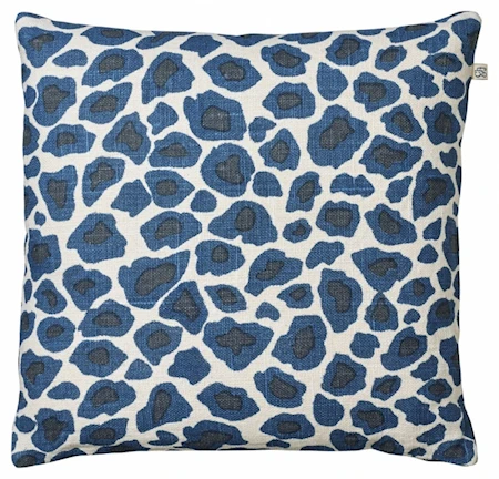 Leopard Kuddfodral 100% Linen Blå 50x50cm