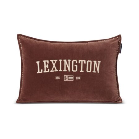 Lexington Logo Message Organic Cotton Velvet pude 40x60 cm Brown