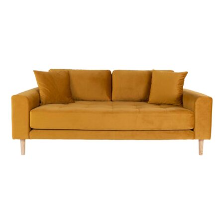 Lido 2,5 Personers Sofa sennepsgult velour med to puder