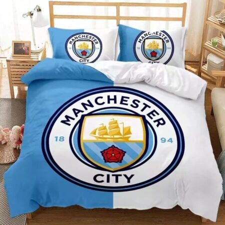 Manchester City FC Crest Enkelt Dynebetræk og Pudebetræk Sæt