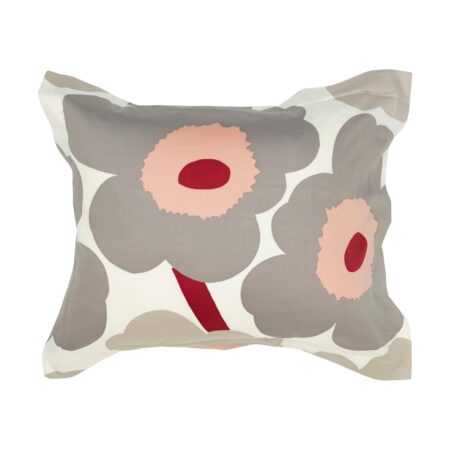 Marimekko Unikko pudebetræk satin 50x60 cm Off white-warm grey-pink