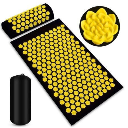 Massager Mat Shakti Mat Massage Yoga Mat Akupressur Lindre stress Tilbage Kropssmerter Spike Mat Akupunktur Massage Pude Yoga & Pilates Blokke Sort...