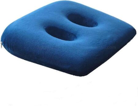 Memory Foam Sit Bone Relief Pude med to huller til røv, lænd, Hamstrings, hofter, Ischial tuberøsitet Coccyx Pude til halebenssmerter, blå,- 46*36*8CM