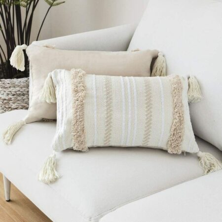 Modern Cushion Covers - Simple and Geometric - Knitted - Decorative - Beige - For Sofa and Living Room