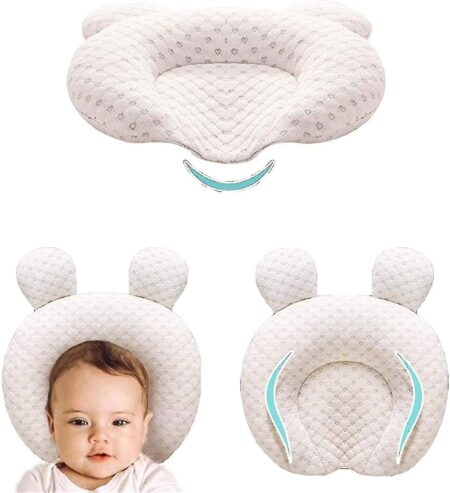 Muitar Soft Baby Nursery Puder Unisex Nyfødte Head Shaping Infant Support Sleeping Head Sleep Puder med Bear Ears (beige)