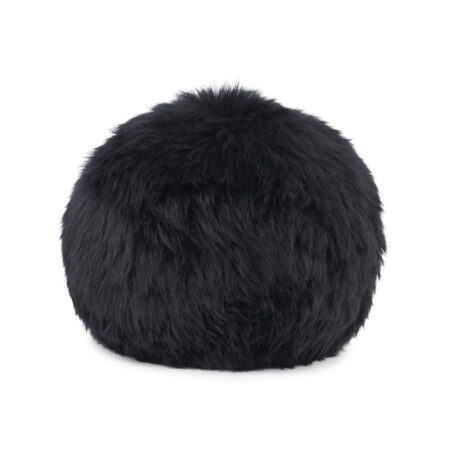 Natures Collection Angelite Round Cushion New Zealand Sheepskin Long Wool Ø25 cm - Black