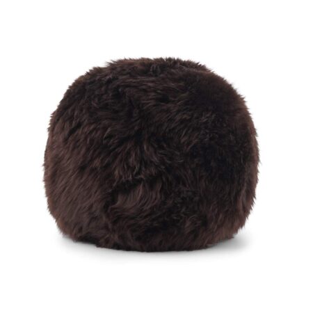 Natures Collection Angelite Round Cushion New Zealand Sheepskin Long Wool Ø25 cm - Chocolate