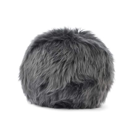 Natures Collection Angelite Round Cushion New Zealand Sheepskin Long Wool Ø25 cm - Steel