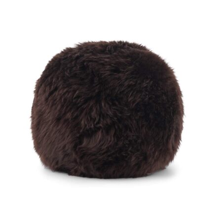 Natures Collection Angelite Round Cushion New Zealand Sheepskin Long Wool Ø30 cm - Chocolate