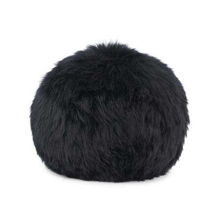 Natures Collection Angelite Round Cushion New Zealand Sheepskin Long Wool Ø35 cm - Black