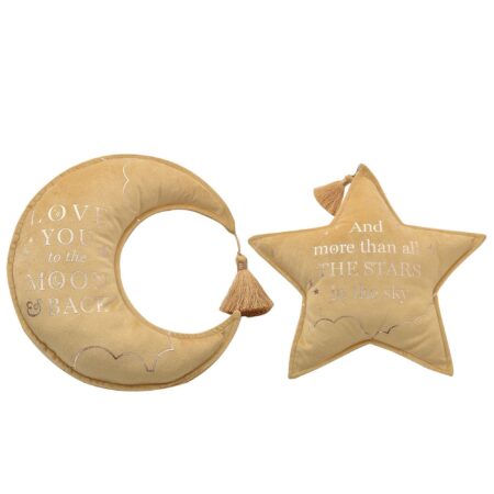 Pack of Two Bambino Moon and Star Cushions Mustard