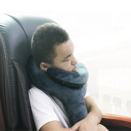 Q Shape Oppustelig Dekompressionsstøtte Hovedstøtte Portable Pillow Neck Head Chin Memory Pude