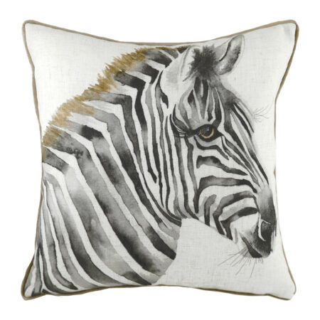 Safari Zebra Cushion White, White / 43 x 43cm / Cover Only