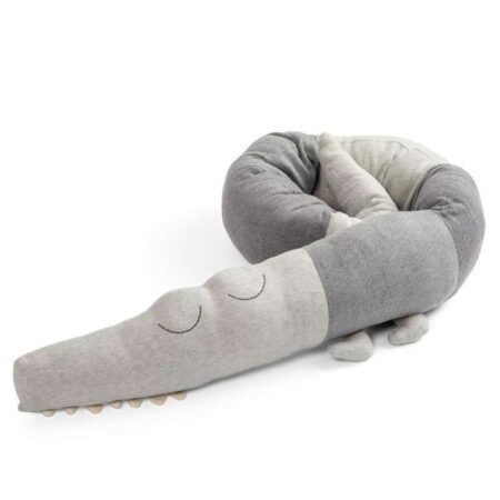 Sebra Strikket Pude/Sengerand - Sleepy Croc - Elephant Grey
