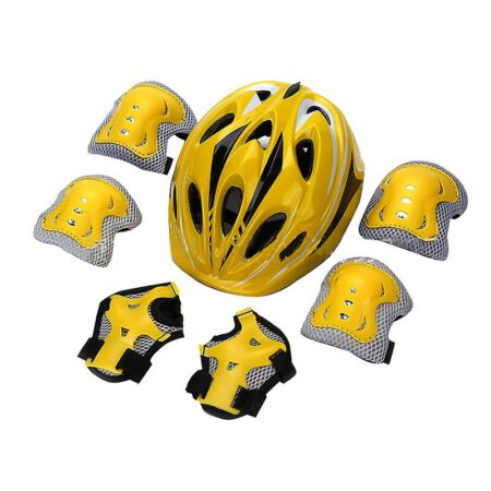 Skate Cycling Cykel Sikkerhedshjelm Knæ albue puder Drenge Piger Kids 7pcs / sæt Gul