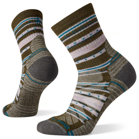 Smartwool Hike Light Cushion Stitch Stripe Crew damesokker (Military Olive, S)