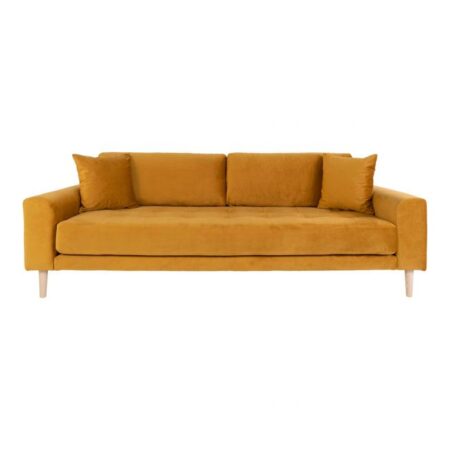 Sofa i sennepsgult velour med to puder HN1004 - 1301444