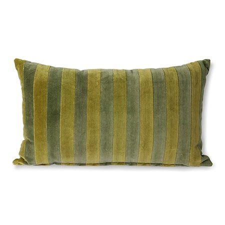 Striped Velvet Cushion Green/camo 30x50 cm