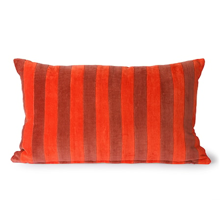 Striped Velvet Cushion Red/Bordeaux 30x50 cm