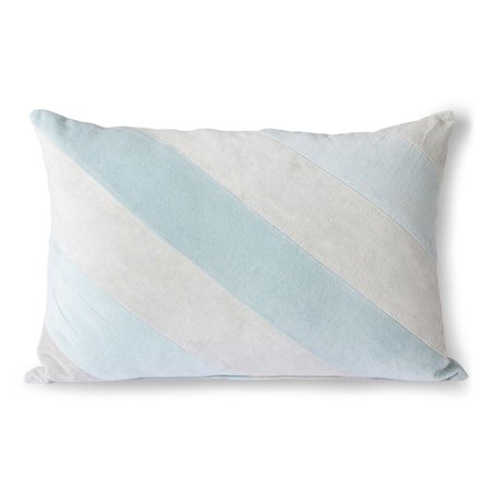 Striped Velvet Cushion ice Blue 40x60 cm