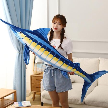 Stuffed Animals 140cm Kæmpe Simulation Bluefin Tun Plys Legetøj Fyldt Blød Blå Marlin Makaira Mazara Plys Pude Fisk Legetøj Kreativ Dekoration 60cm...