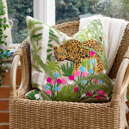Sulta Embroidered Tiger Cushion Multicolour, Multicolour / 50 x 50cm / Cover Only
